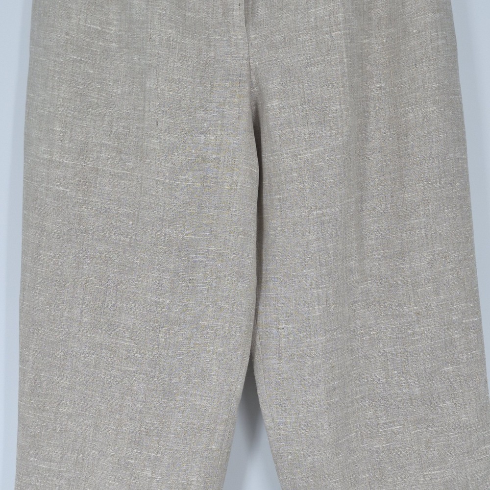 harve benard 90's  Women's Linen Cropped Pants Tan Wide Leg Trousers Coastal‎ 12 - Picture 7 of 13